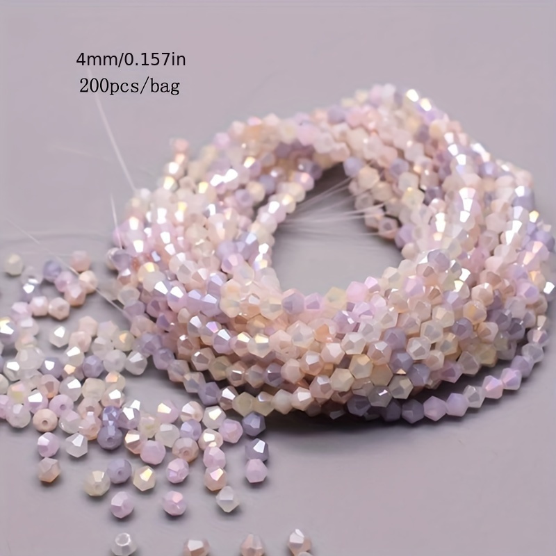200pcs 4mm Multicolor Bicone Glass Beads for DIY Jewelry